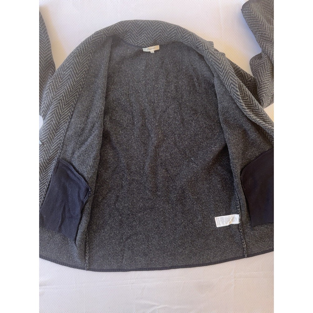 Madewell Blazer Sweater‎ Jacket Womens XS Blue Herringbone Wool Blend Cardigan - Picture 6 of 10